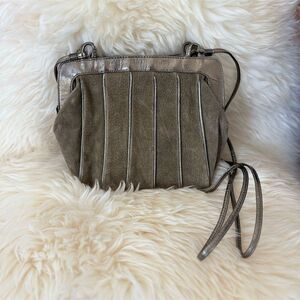 Phillippe Vintage Women's Brown Suede Shoulder Bag Gold Trim